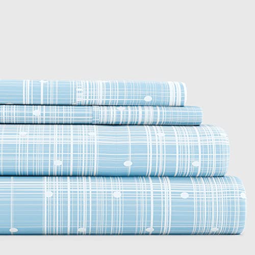 Linen Market 4 Piece Sheet Set Patterned, King, Polkadot Aqua