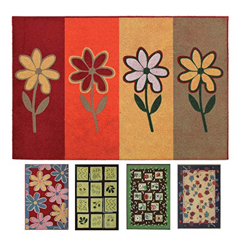 LucaHome – Rubber and PVC Doormat Manchester Lines Flowers Non-Slip Absorbent Doormat 45 x 68 cm Rubber and PVC, Doormat for Outdoor and Indoor
