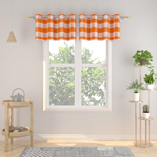 Natus Weaver Valance 18 inch Buffalo Check Curtain Valance Gingham Plaid Living Room Window Curtain Panels Bedroom Checker Drapes Grommet Top Window Treatment 2 Panels Orange and White