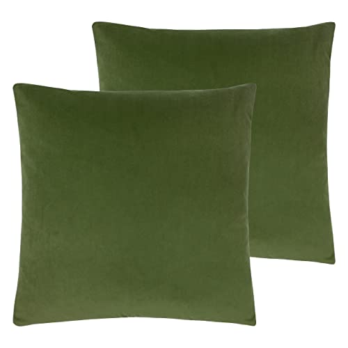 Evans Lichfield Sunningdale Polyester Filled Cushions (Twin Pack), Olive, 50 x 50 cm