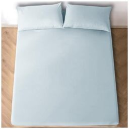 GC GAVENO CAVAILIA Easy Care Polycotton Fitted, Plain Dyed Bed Sheets OR Housewife Pillowcases 2 Pack, Polyester-Cotton, Sky Blue, Double