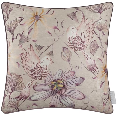 Voyage Maison Sybil Feather Filled Cushion – Botanical Watercolour Floral Bird Luxury Décor (Hyacinth - 50x50cm)