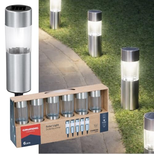 GRUNDIG Pack of 6 Solar Lights - Outdoor Solar Lighting - Outdoor Solar Lamp