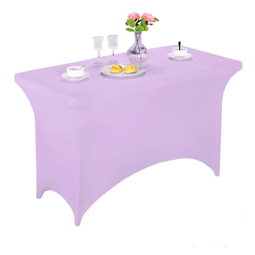 LZY Spandex Fitted Stretch Table Cover for 6 ft or 4ft or 8ft Folding Table, Rectangular Cocktail Tablecover, Perfect for Party and Banquet