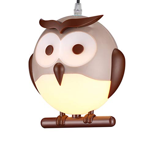 Am-Light Modern Ceiling Light with Pendant Owl Shade for Children's Bedroom Decoration, Brown