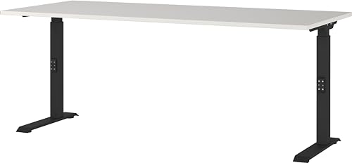 Germania Desk 7912-581, in light grey/black, me. height-adjustable, 180 x 91 x 80 cm (WxHxD)