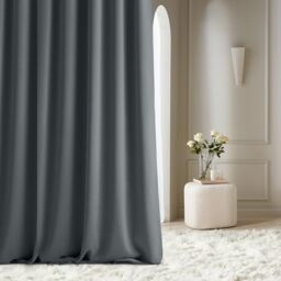 ROOM99 Aura Curtain with Rod Pocket 140 x 280 cm Width x Height, Window Decoration, Curtains and Interior Draperies for Living Room, Bedroom, Modern Smooth Dark Grey, 1 Piece
