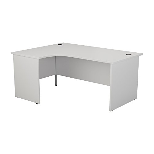 Office Hippo Professional Left Corner Office Desk, L-Shaped Office Desk, Strong & Reliable Panel Desk, Office Table With Integrated Cable Ports, PC Desk For Office & Home - White