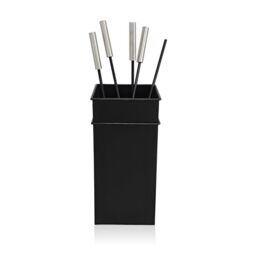 Relaxdays fireplace tool set, 5 pieces, poker, ash shovel, brush, tongs & stand, iron, black fire tools