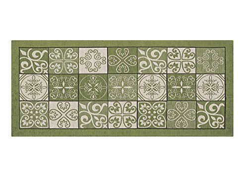 BIANCHERIAWEB Suardi Rug for Kitchen, Non-Slip Backing, Runner, Under-Sink Washable with Majolica Design