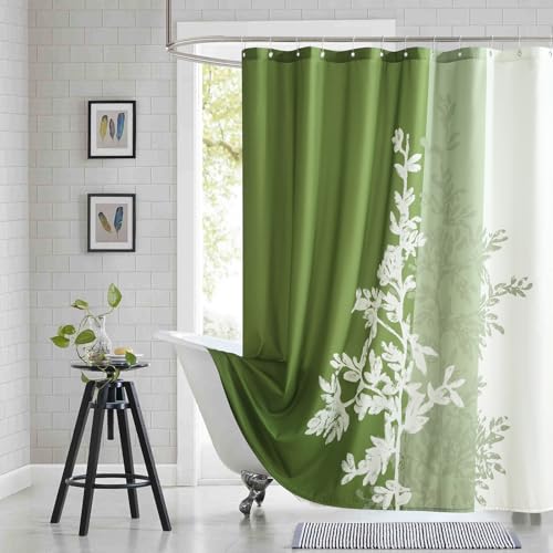 "BESTRIPES Fabric Shower Curtain, Green Plant Shower Curtains for Bathroom, Waterproof Bathroom Curtains, 72"" W x 72"" H"
