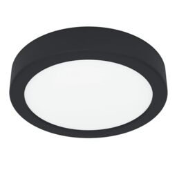 Eglo LED Ceiling Light Fitting Fueva 6, Round Ceiling lamp, Bathroom Lighting, Flush luminaire Made of Plastic in Black and White, Warm White-Cold White, IP44, Ø 16.5 cm