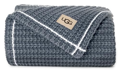 "UGG - Luna Throw Blanket - Soft Washed Cotton Throw Blanket - 50"" x 70"" - Warm Accent Blanket for Couch or Bed - Cozy Home Décor - Navy"