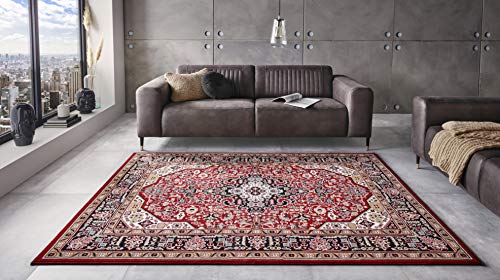 Nouristan Skazar Isfahan Oriental Short Pile Rug 160 x 230 cm Red
