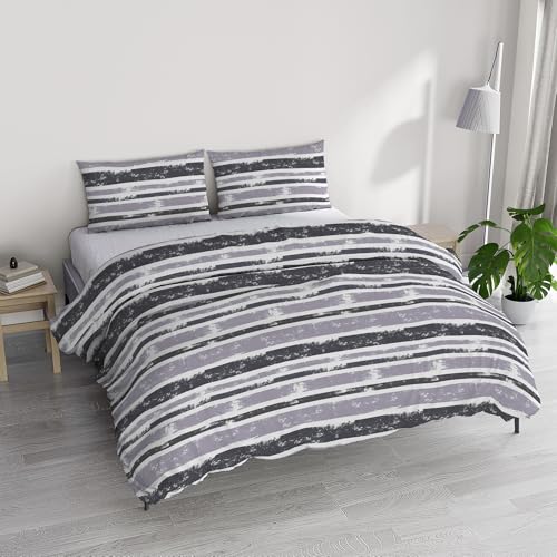 River Cotton Double Duvet Cover Set, Made in Italy – Duvet Cover Set – Duvet Cover 250 x 200 cm with Double Flap and 2 Pillow Cases (Double, Oka)