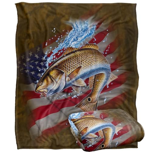 Jq Licensing Patriotic Redfish Fishing American Flag Silky Touch Super Soft Throw Blanket 152 X 127 Cm