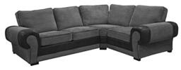 Big Corner Sofa Suite 3+2 Armchair Jumbo Cord Black And Grey (Right Hand Corner)
