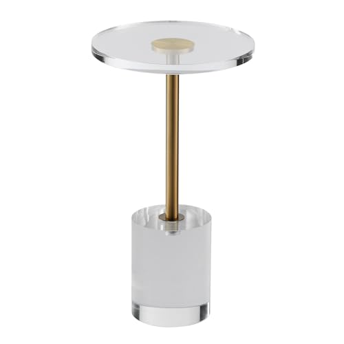 VEVOR Clear Acrylic End Table, Acrylic Side Table with a Solid Base, 11.9 x 11.9 inch Round Tabletop, 21.4 inch High, for Coffee, Drink, Food, Snack used in Living Room, Bedroom, and Study