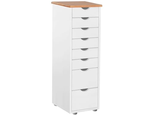 Gava Chest with 8 drawers in white stained wax, 39x34x102cm (DxWxH)
