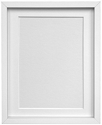 FRAMES BY POST Rio Picture Photo Frame, MDF Wood, White with White Mount, 45 x 30 cm Image Size 14 x 8 Inches