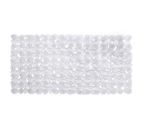 PEPE Mobility Non Slip Bath Mat for Tub, 72 x 33 cm Extra Long Shower Mat Anti Mould, Machine Washable Bathroom Bathtub Mat with Suction Cups and Drain Holes, Soft on Feet, Clear