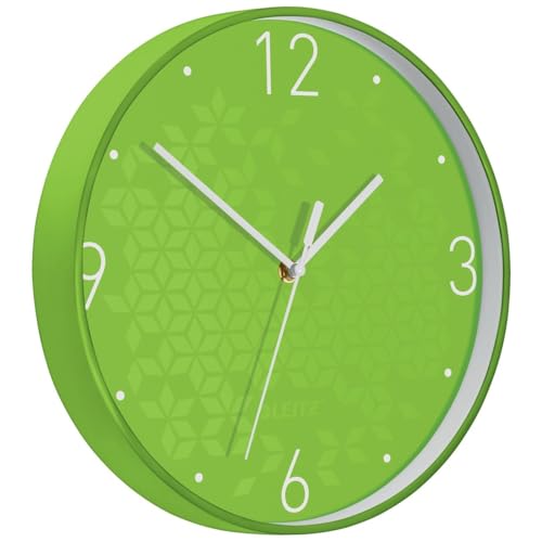 Leitz WOW Quartz Wall Clock, Perfect for Office, Kitchen, Living room and Bathroom, 29 cm - Green