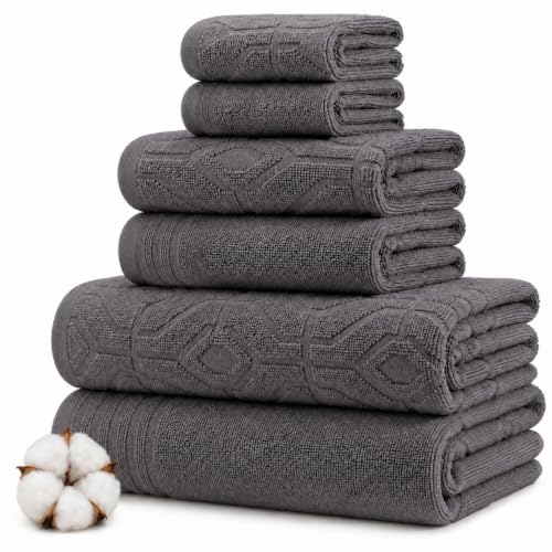 Amrapur Overseas 6-Piece Yarn Dyed Diamond Gate Jacquard Towel Set Charcoal
