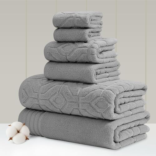 Amrapur Overseas 6-Piece Yarn Dyed Diamond Gate Jacquard Towel Set Charcoal