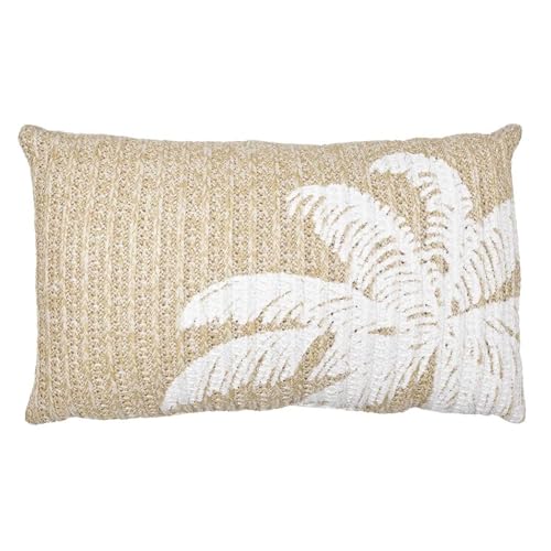 HOME DECO FACTORY, TX0295 Removable Cushion with Palm Pattern, 30 x 50 cm, Inner Fabric, Tropical Design, Optimal Comfort, Easy Care, Brown and White, Textile: Polyester