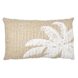 HOME DECO FACTORY, TX0295 Removable Cushion with Palm Pattern, 30 x 50 cm, Inner Fabric, Tropical Design, Optimal Comfort, Easy Care, Brown and White, Textile: Polyester