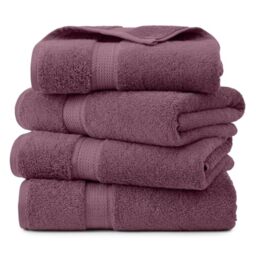 Superior Egyptian Cotton Pile Bath Towel Set of 4, Ultra Soft Luxury Towels, Thick Plush Essentials, Absorbent Heavyweight, Guest Bath, Hotel, Spa, Home Bathroom, Shower Basics, Plum