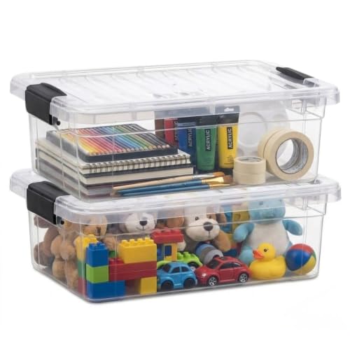 Superio Clear Storage Boxes with Lids, 32 Quart Plastic Container Bins for Organizing, Stackable Crates, BPA Free, Non Toxic, Odor Free, Organizers for Home, Office, School, and Dorm