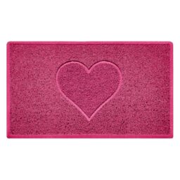 Nicoman Heart Shape Embossed Entrance Door Mat Non Slip Dirt Trapper PVC Spaghetti Mat with Rubber Base, Jet Washable Quick Drying Doormat Indoor or Outdoor - (Medium, Pink, 75 x 44cm)