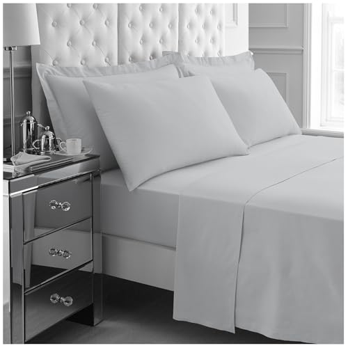 GC GAVENO CAVAILIA Kingsize Bed Sheet Set 4Pieces - 1x Fitted Sheet, 1x Flat Sheet & 2x Pillowcases 50x75 - Lightweight & Easy Care - Fitted Sheet Set Supersoft Polyester Bedding - Grey