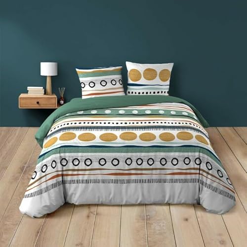 Douceur d'Intérieur, 3-Piece Bedding Set (200 x 200 cm) Asiana Green, 100% Cotton