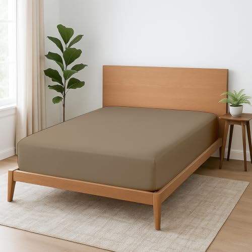1 Piece King Fitted Sheet, Soft Brushed Microfiber, Taupe