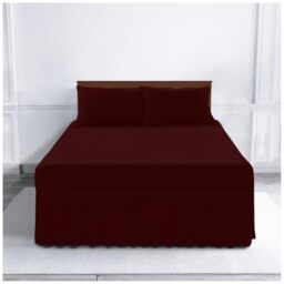 Gaveno Cavailia Luxury Non-Iron PERCALE VALANCE Sheet, Poly-Cotton, Burgundy , Double