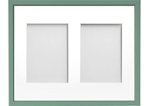 Frame Company Drayton Multi Aperture Photo Frame, Green, 14x11 for 7x5 inch (x2)