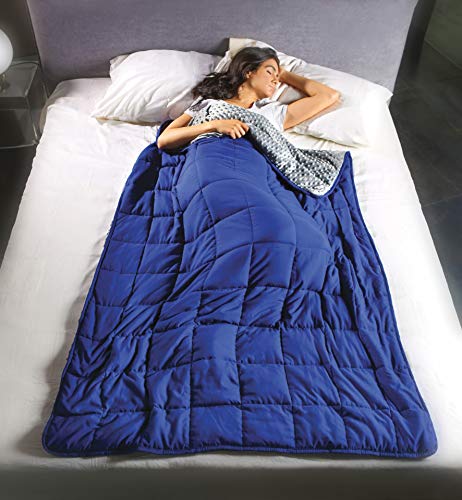 Kanguru CALMYA Adults/Teenagers – Premium Quality-Autism Sensory Heavy Weight Blanket for Sleep, Reduces Anxiety, Insomnia 10,5 kg 23lbs 120x180 cm (40 x 70 inches), Polyester, Blue