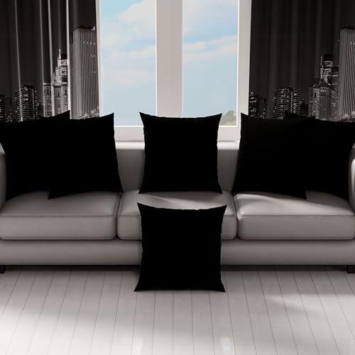 PETTI Artigiani Italiani - Pair of Microfiber Pillowcases 50x50 cm, Bedroom Cushions, Sofa, Set of 2 Cushion Covers, Solid Color Black Pillowcase, 100% Made in Italy