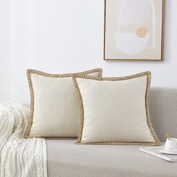 NordECO HOME Pack of Linen White Cushion Covers 50x50 cm