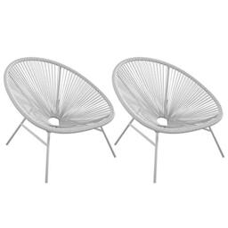 CosmoLiving by Cosmopolitan, Avo Collection, Indoor/Outdoor Modern XL, 2-Pack, Light Gray Lounge Chair