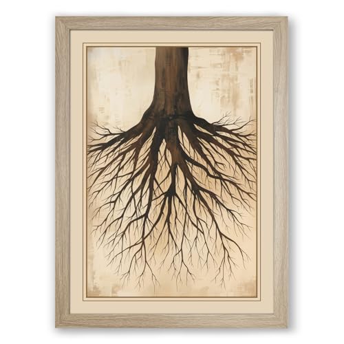 Tree Cross-Section Study Botanical Framed Wall Art Print A4 (29.7×21cm) Oak, Wall Decor for Living Room, Bedroom, Office & Home, Ready to Hang, Art Gift