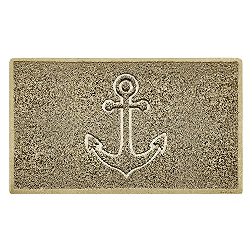 Nicoman Anchor Embossed Shape Door Mat Dirt-Trapper Washable Barrier Doormat-(Use Indoor or Sheltered Outdoor)-(75x44cm/29.5x17.3inches,Medium) Beige