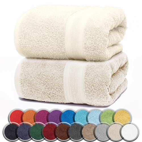 NatureMark Pack of 2 Sauna Towels Premium Quality 80 x 200 cm Sauna Towel Sauna Towel 100% Cotton Colour: Natural/Cream