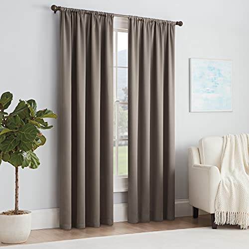 "Eclipse Modern Room Darkening Rod Pocket Window Curtain for Bedroom (1 Panel), Polyester, Mushroom, 54"" W x 54"" L (Pack of 1)"