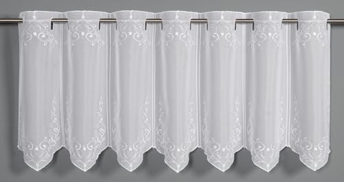 Gardinia Bistro Curtain Embroidery Ornaments, White, 135 x 45 cm