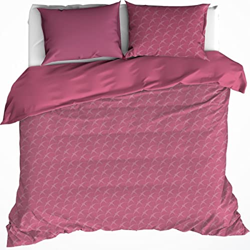 De Witte Lietaer Birds Duvet Cover and Pillowcase Set, Cotton, Pink, 240 x 220 cm