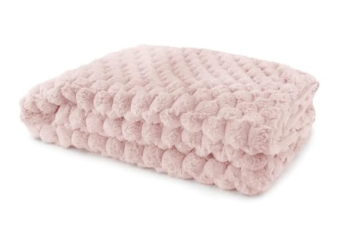 Emma Barclay Lush Luxurious Fluffy Faux Rabbit Fur Throw Blanket (Blush Pink, 55x71 (140x180cm))