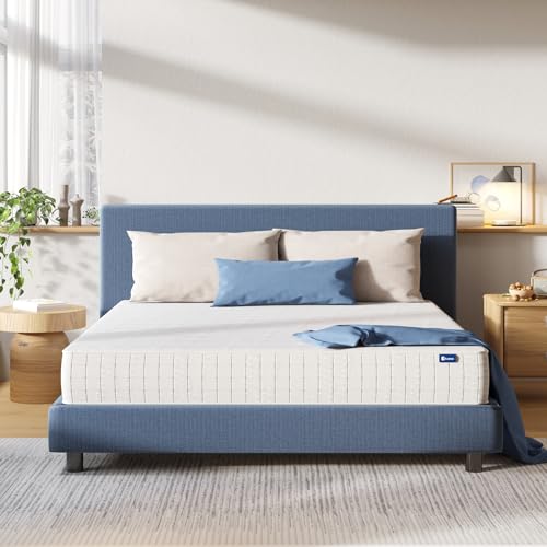 Avenco Double Mattress, 10.6 Inch Medium Firm, Blue, 3 Zone Pocket Sprung Mattress with Breathable CertiPUR-US Foam, Skin-friendly OEKO-TEX Fabric, 135x190x27cm